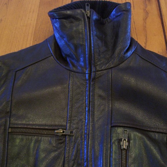 BCBG  Max Azria pebbled leather aviator flight jacket size 2 /4 /xxs/ xs - Picture 9 of 11